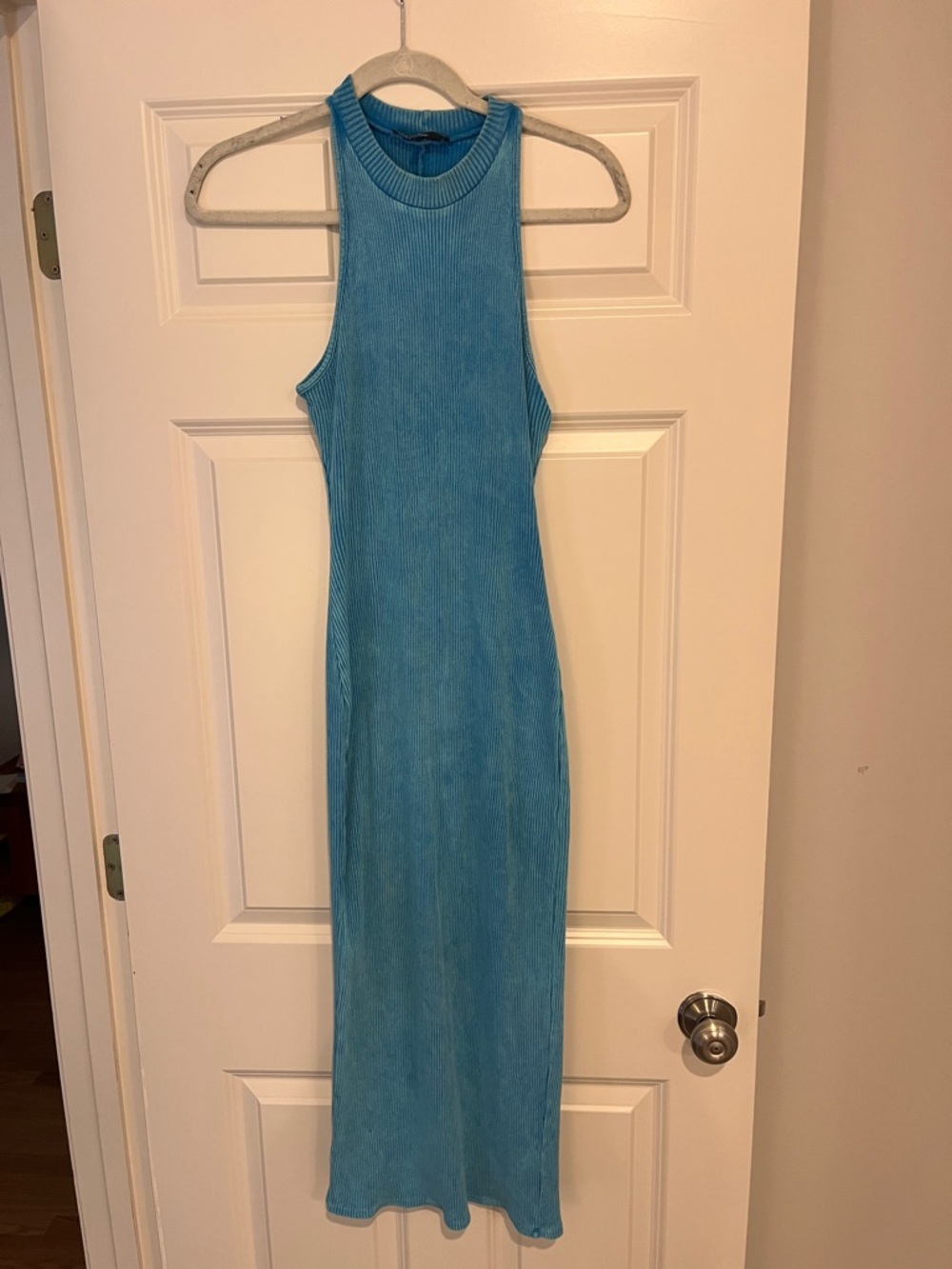 Sleeveless Rib-Knit Maxi Dress - Blue